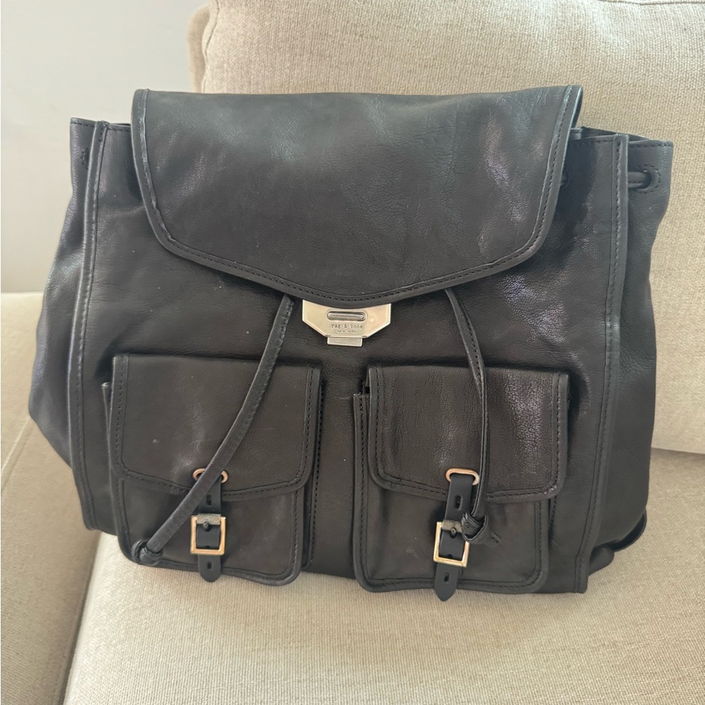 Rag and Bone medium black leather backpack